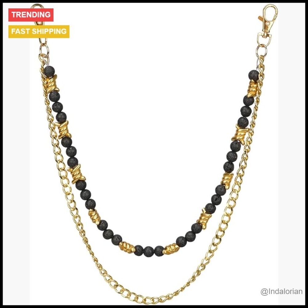Volcanic Stone Texture Chain For Pants With Lobster Clasps